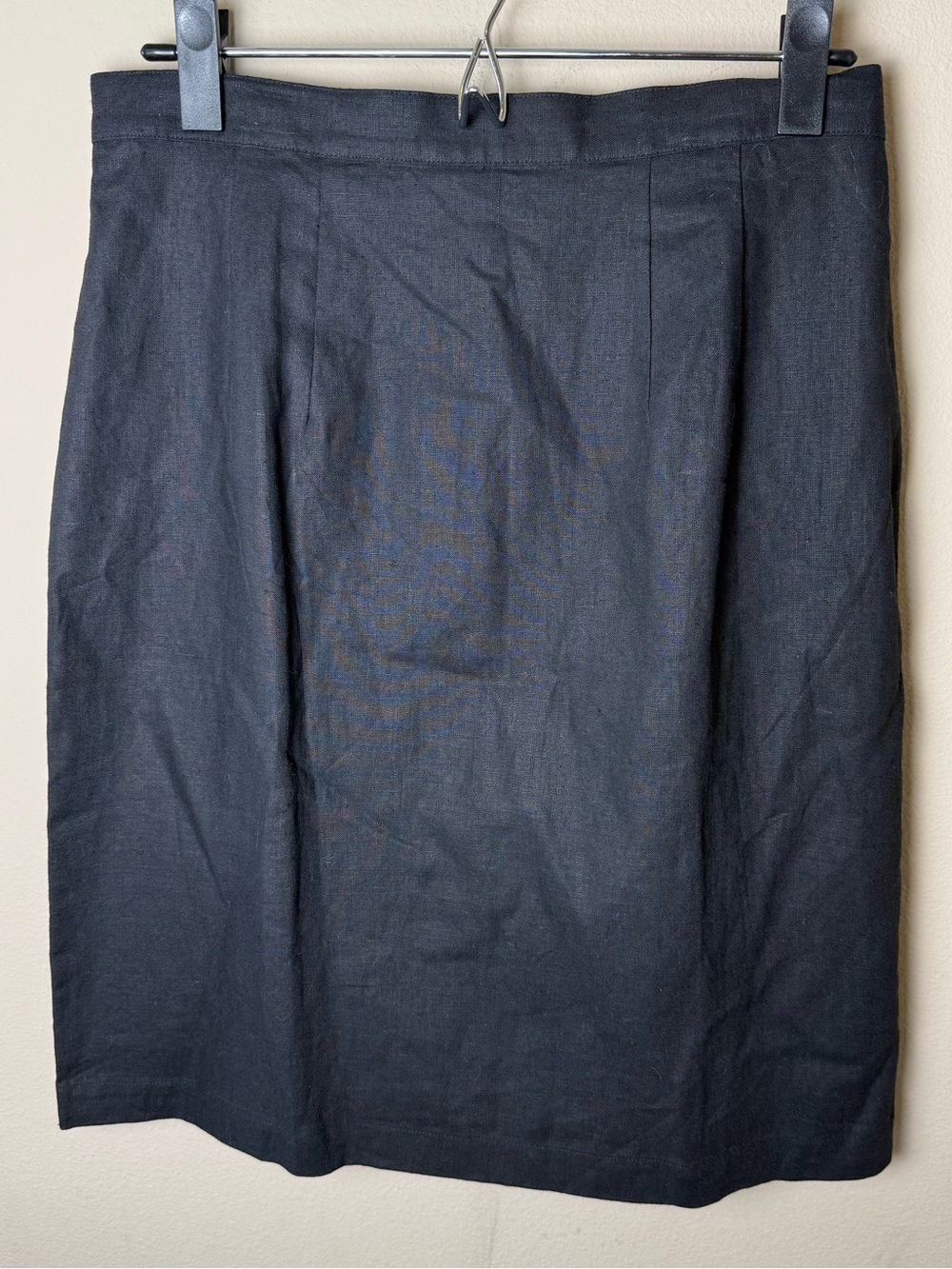 NEW Vintage Linen Blend Skirt Womens 12 Black Lined JRT By Newport News 80s 90s